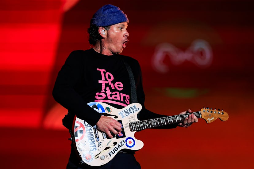 Tom DeLonge of Blink-182 performs at Lollapalooza Brazil