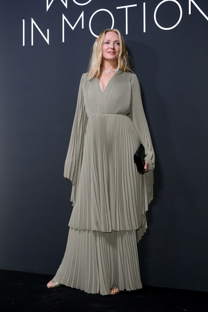 Uma Thurman attends the 2024 Kering Women In Motion Awards and Cannes Film Festival Presidential Din...