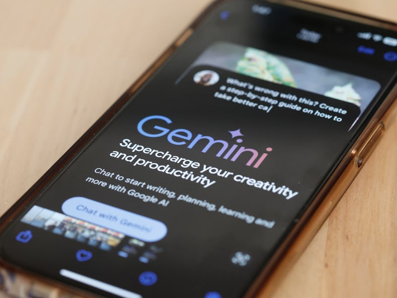 NEW YORK, NEW YORK - MARCH 18: In this photo illustration, Gemini Ai is seen on a phone on March 18,...