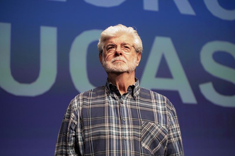 CANNES, FRANCE - MAY 24: George Lucas speaks on stage at Rendez-vous with George Lucas at the 77th a...