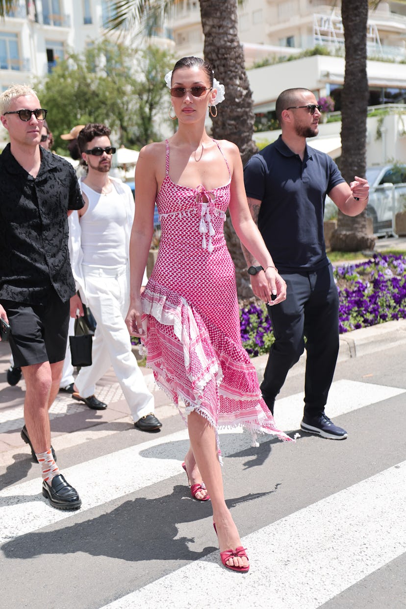 CANNES, FRANCE - MAY 23: Bella Hadid is seen during the 77th Cannes Film Festival on May 23, 2024 in...