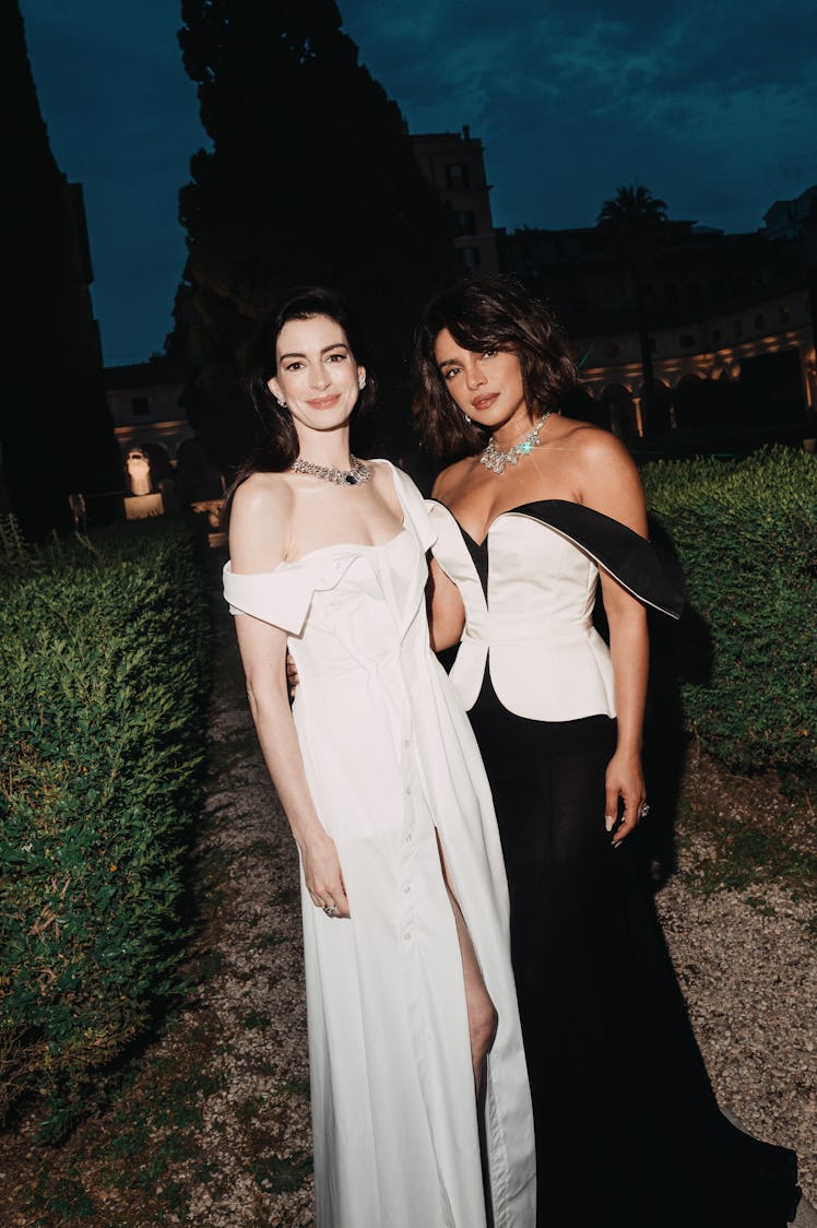 Anne Hathaway and Priyanka Chopra at the Bulgari High Jewelry Event held at Terme di Diocleziano  on...