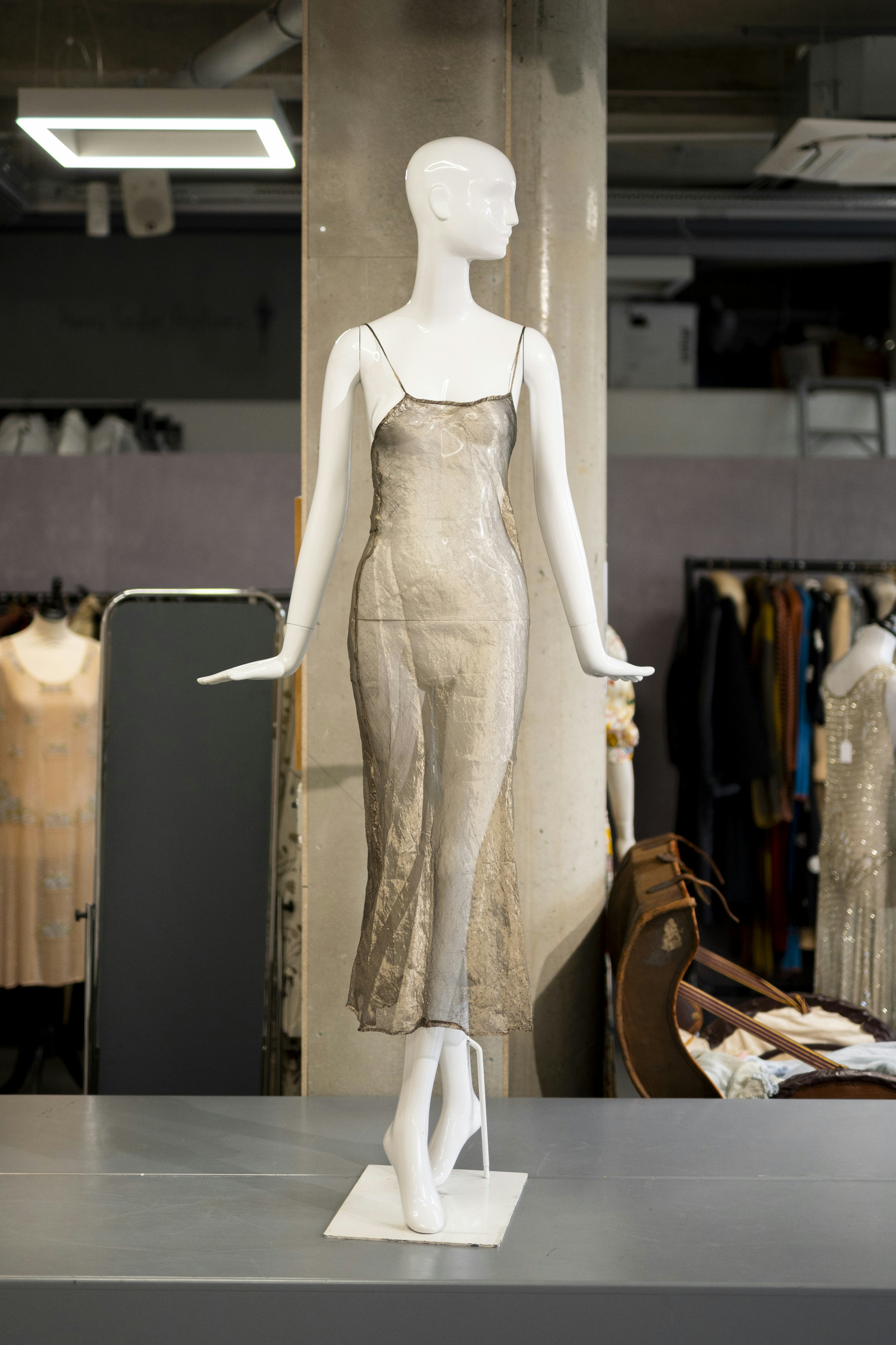 A Liza Bruce lame slip dress, almost identical to the one famously worn by Kate Moss in 1994 on disp&hellip;