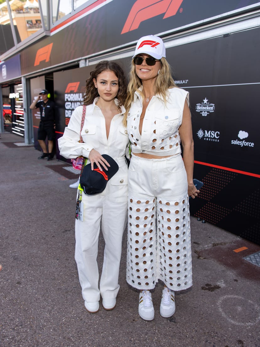 Heidi Klum and Leni Klum attend the F1 Grand Prix of Monaco at Circuit de Monaco on May 26, 2024 in ...