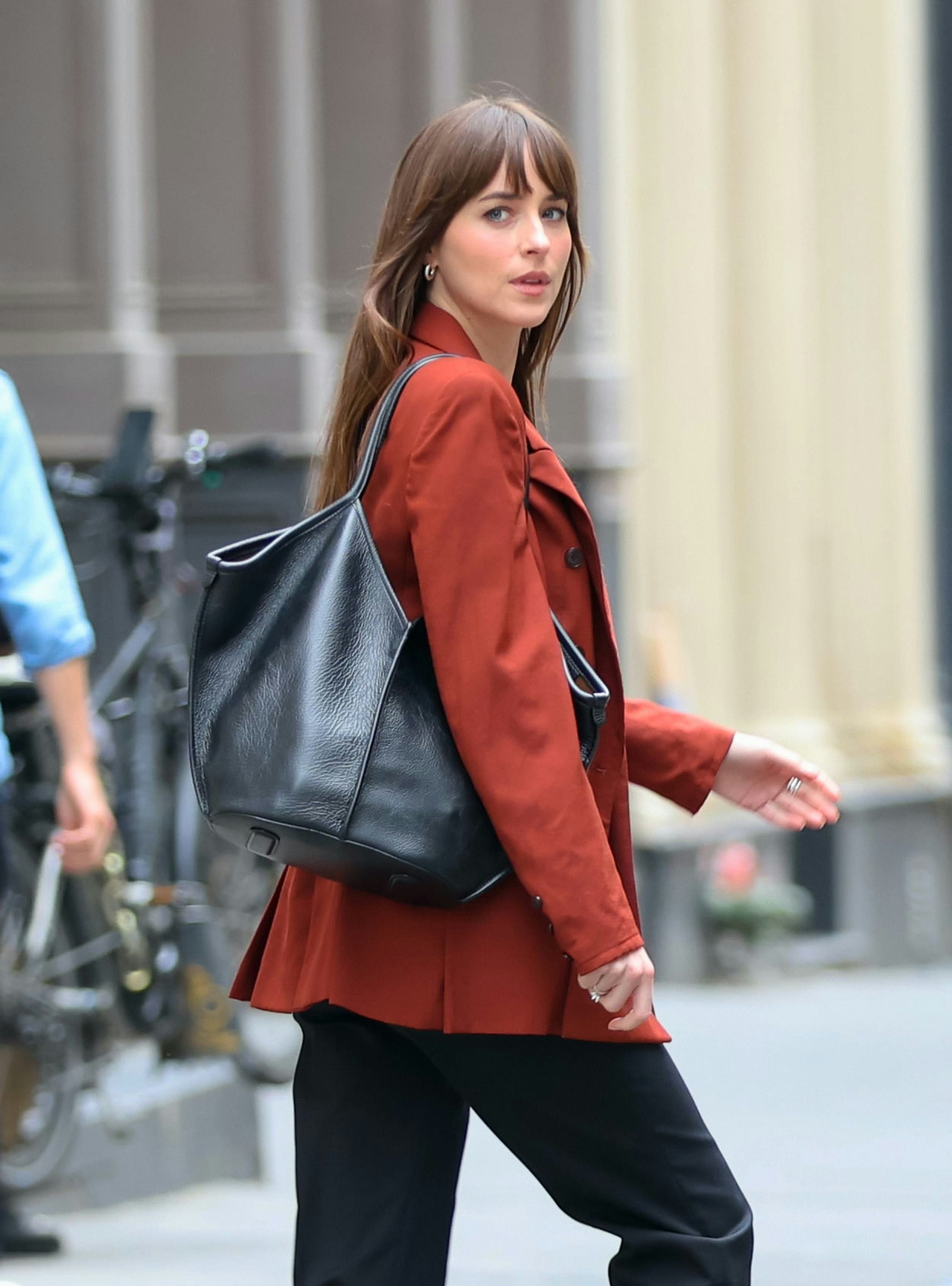 Dakota Johnson is seen filming &ldquo;Materialists."