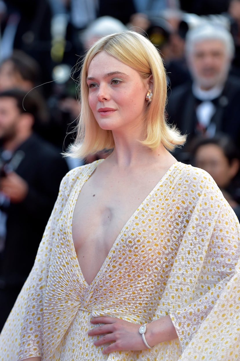 American actress Elle Fanning at the closing ceremony of the 77th Annual Cannes Film Festival on May...