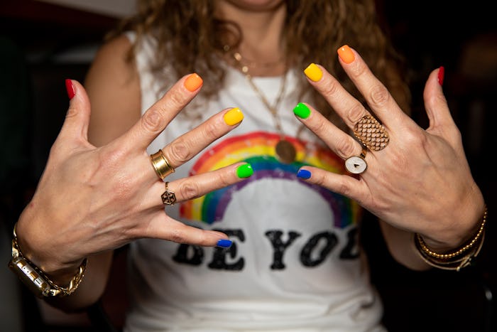WASHINGTON, D.C.  -  JUNE 4: A woman shows off her pride-themed nails at As You Are, the newest gay ...