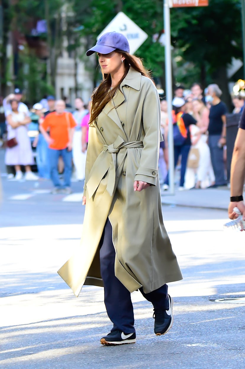 Dakota Johnson is seen filming “Materialists” in the West Village on May 28, 2024 in New York City.