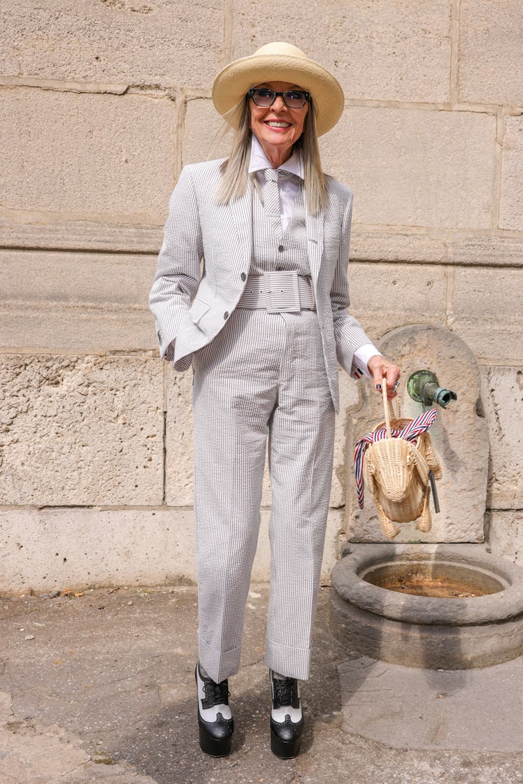 Diane Keaton Thom Browne Paris Fashion Week 2023