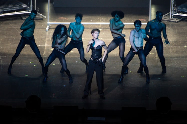 LISBON, PORTUGAL - MAY 29: Troye Sivan performs on stage during the opening night of the World Tour ...