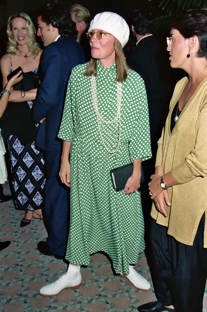 diane keaton polka dot dress in book club 2 Diane Keaton's Most Iconic Fashion Moments Often Involve Menswear