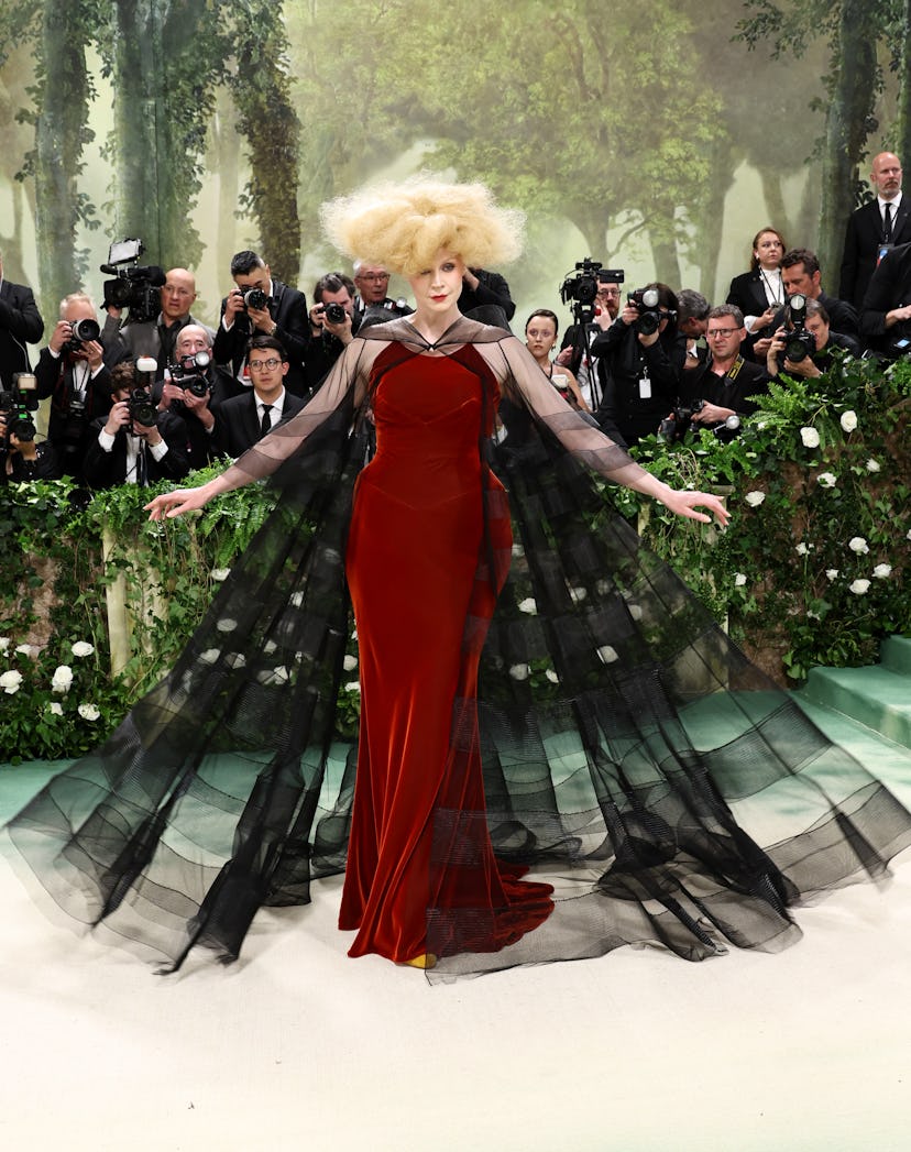 NEW YORK, NEW YORK - MAY 06: Gwendoline Christie attends The 2024 Met Gala Celebrating "Sleeping Bea...