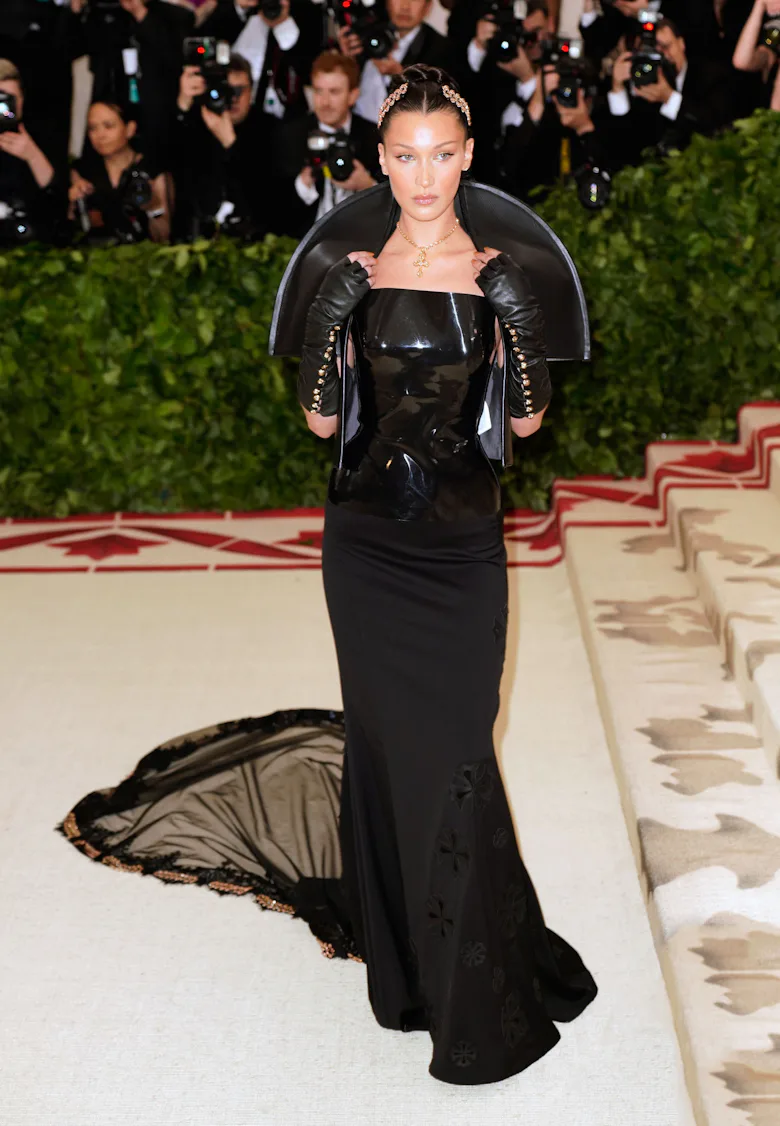 bella hadid black dress met gala Bella Hadid Arrives in All Black at the 2018 Met Gala