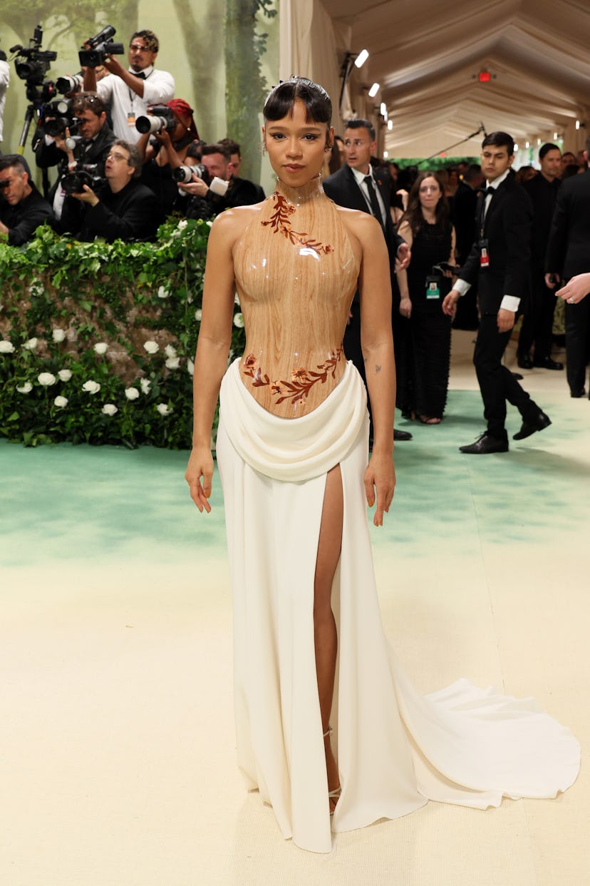 NEW YORK, NEW YORK - MAY 06: Taylor Russell attends The 2024 Met Gala Celebrating "Sleeping Beauties...