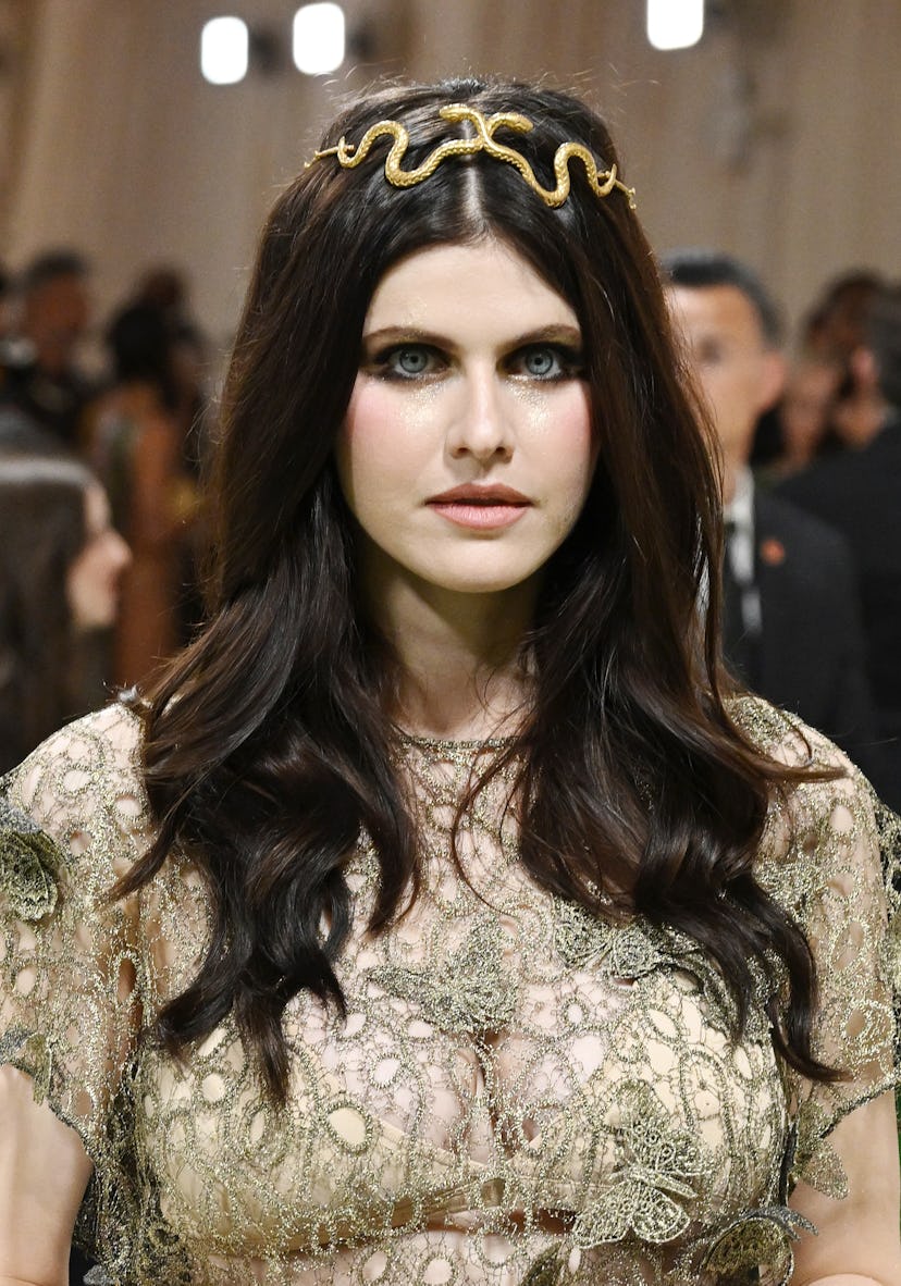 Alexandra Daddario wore glitter underneath her eyes at the 2024 Met Gala.