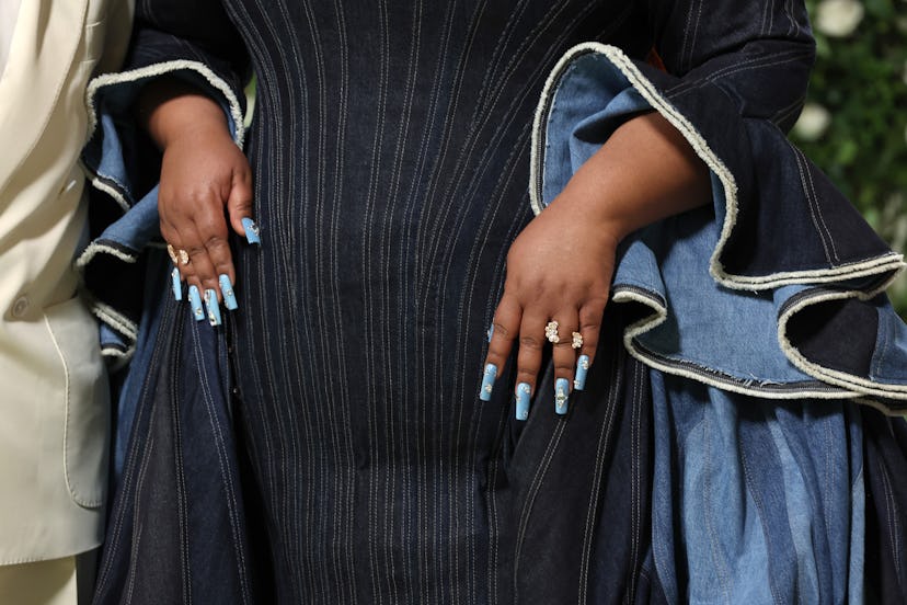 Da'Vine Joy Randolph wore sky blue nails at the 2024 Met Gala.