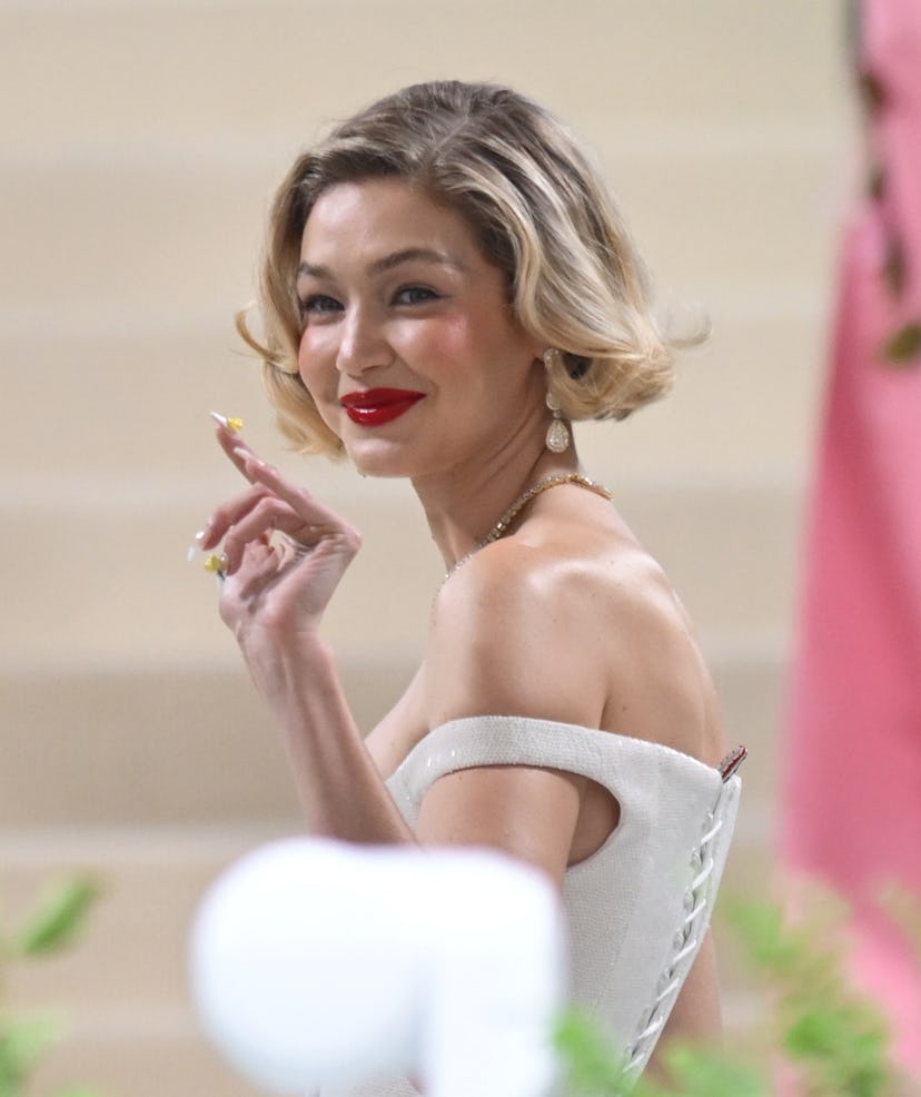 Gigi Hadid wore 3D floral nails at the 2024 Met Gala.