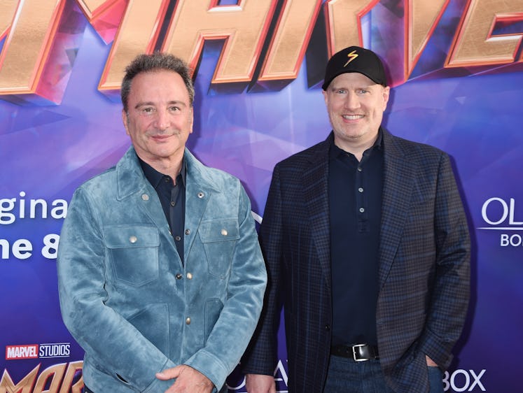 Louis D'Esposito and Kevin Feige at a "Ms. Marvel" special launch event held at the El Capitan Theat...