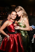 BEVERLY HILLS - JANUARY 7: Selena Gomez and Taylor Swift at the 81st Annual Golden Globe Awards, air...