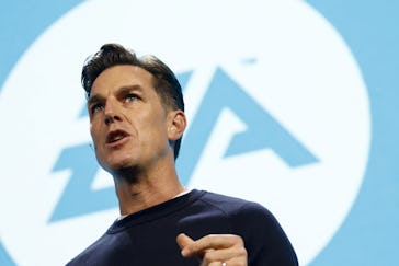 Andrew Wilson, chief executive officer of Electronic Arts Inc. (EA), speaks during the company's EA ...