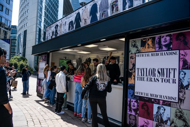 Fans of Taylor Swift at the official merch truck before the Eras Tour. 