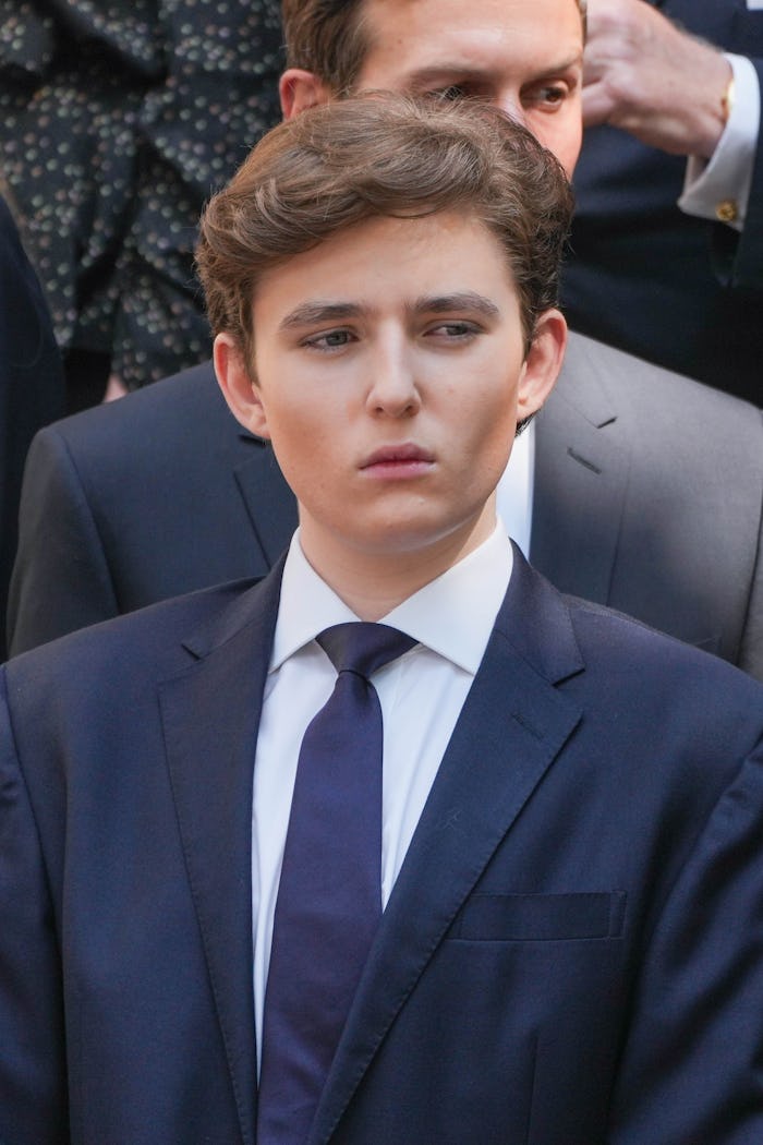 NEW YORK, NY - JULY 20: Barron Trump is seen at the funeral of Ivana Trump on July 20, 2022 in New ...