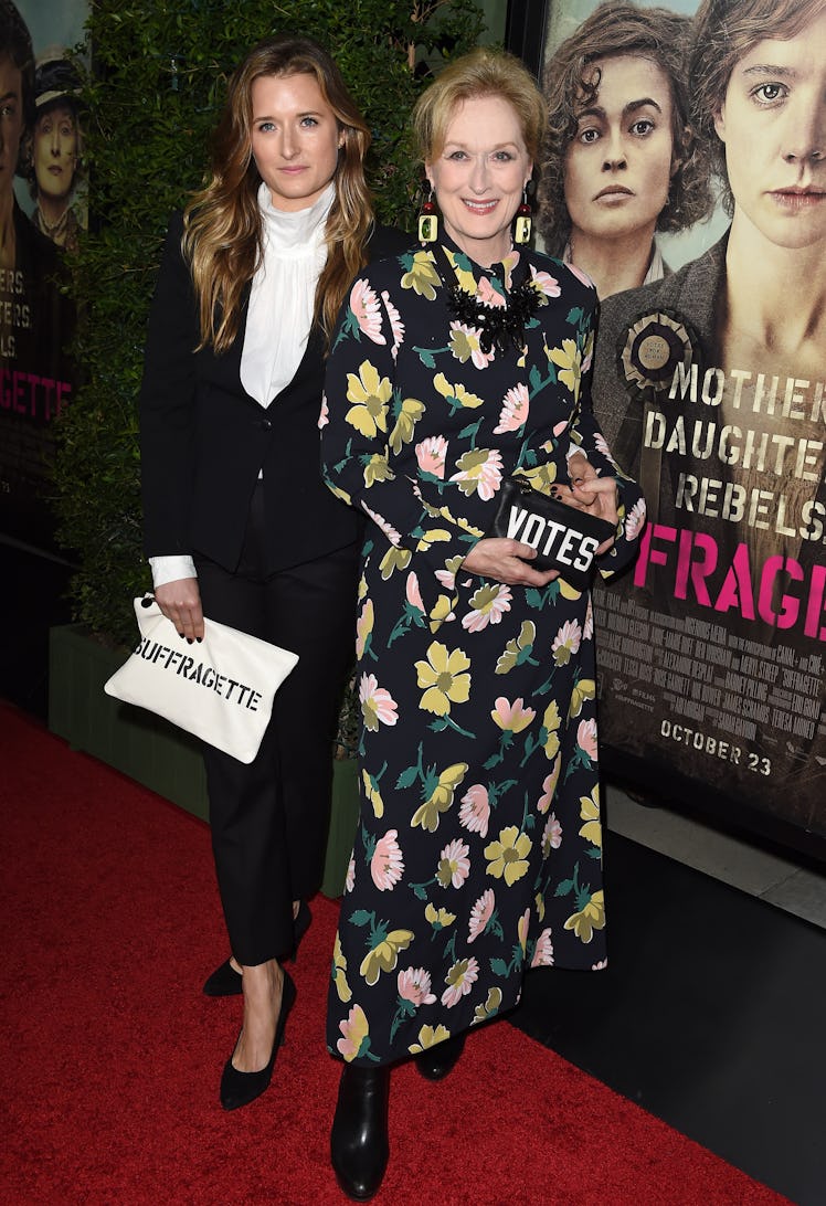 Actress Meryl Streep (R) and daughter Grace Gummer arrive at the Los Angeles Premiere Of Focus Featu...