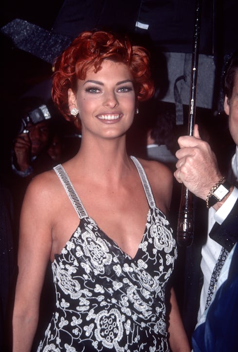 Linda Evangelista at an AIDS benefit, New York, New York, September 19, 1991.