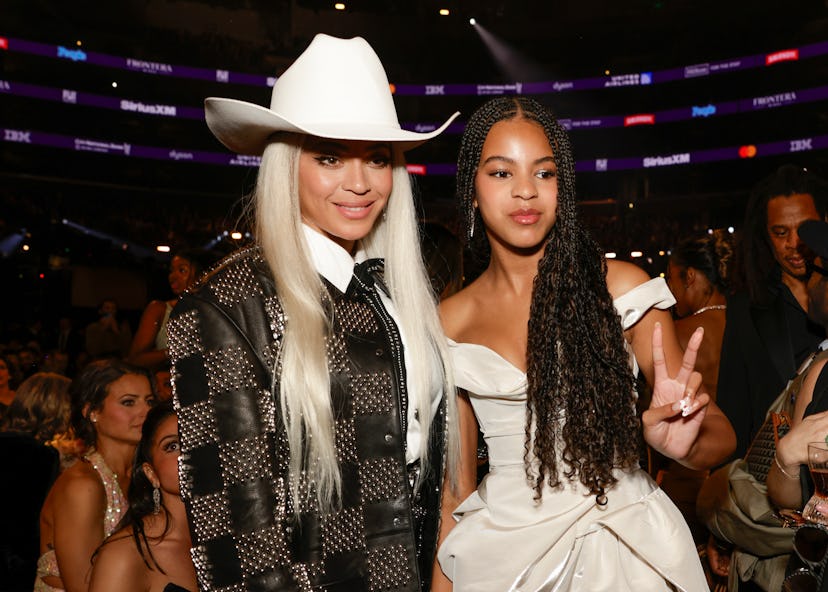 Beyoncé and Blue Ivy Carter behind the scenes at The 66th Annual Grammy Awards, airing live from Cry...
