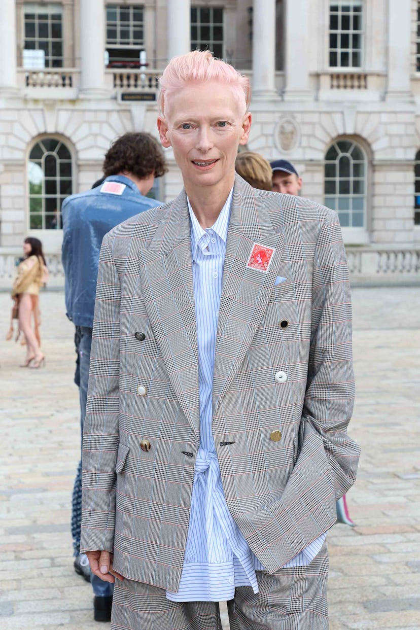 Tilda Swinton attends Charles Jeffrey LOVERBOY SS25 Fashion Show at Somerset House on June 7, 2024 i...