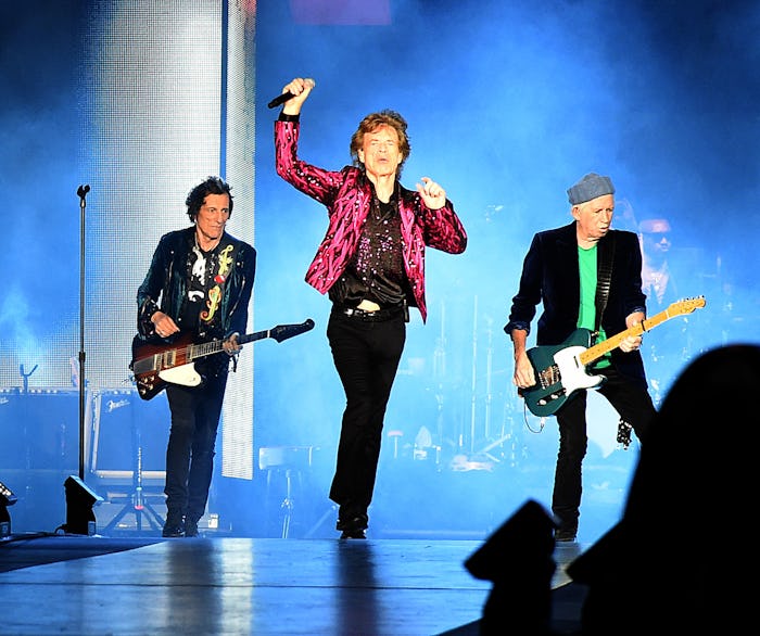 ATLANTA, GEORGIA - NOVEMBER 11: Ronnie Wood, Mick Jagger and Keith Richards of The Rolling Stones pe...