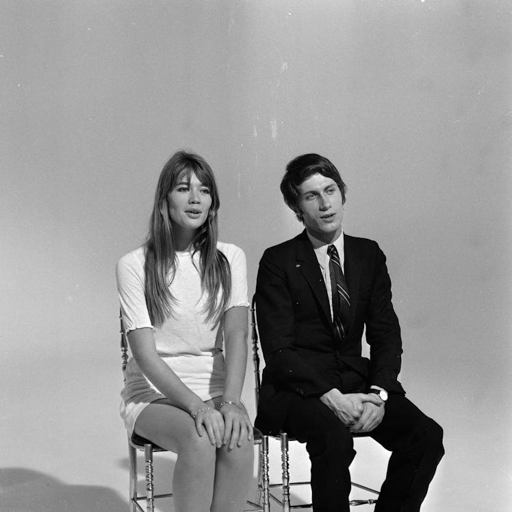 Francoise Hardy and Jacques Dutronc during the recording of ""Francoise Hardy Blues""   