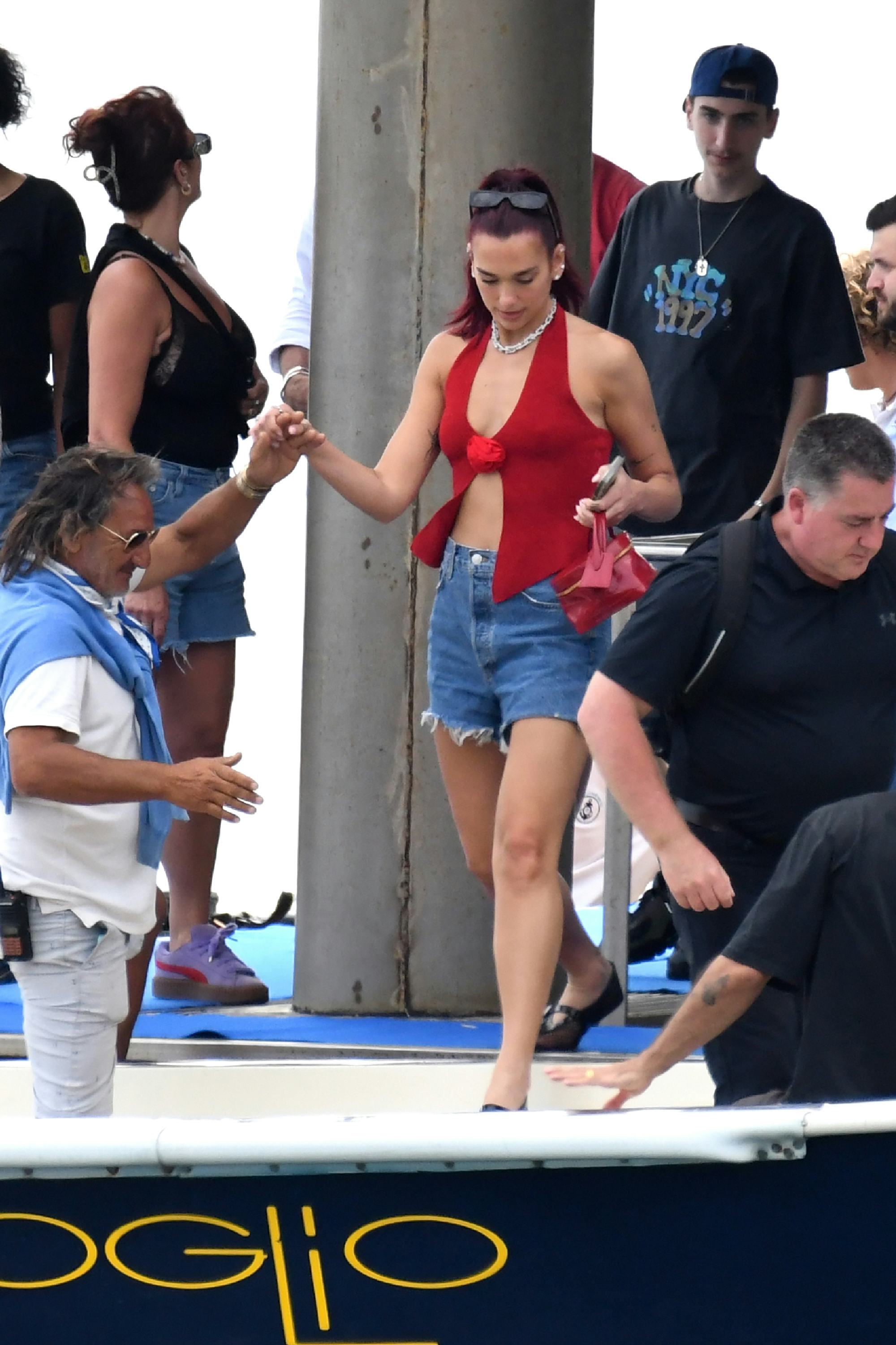 NERANO, ITALY - JUNE 11: Dua Lipa is seen on June 11, 2024 in Nerano, Italy.
