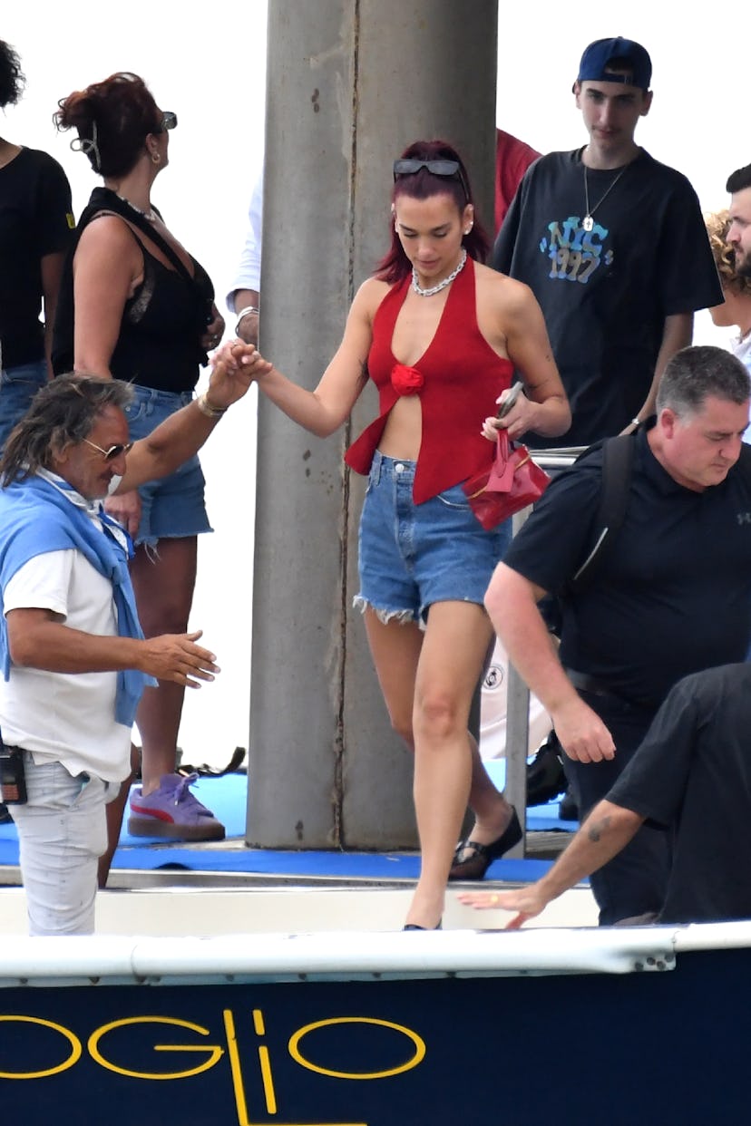 NERANO, ITALY - JUNE 11: Dua Lipa is seen on June 11, 2024 in Nerano, Italy.