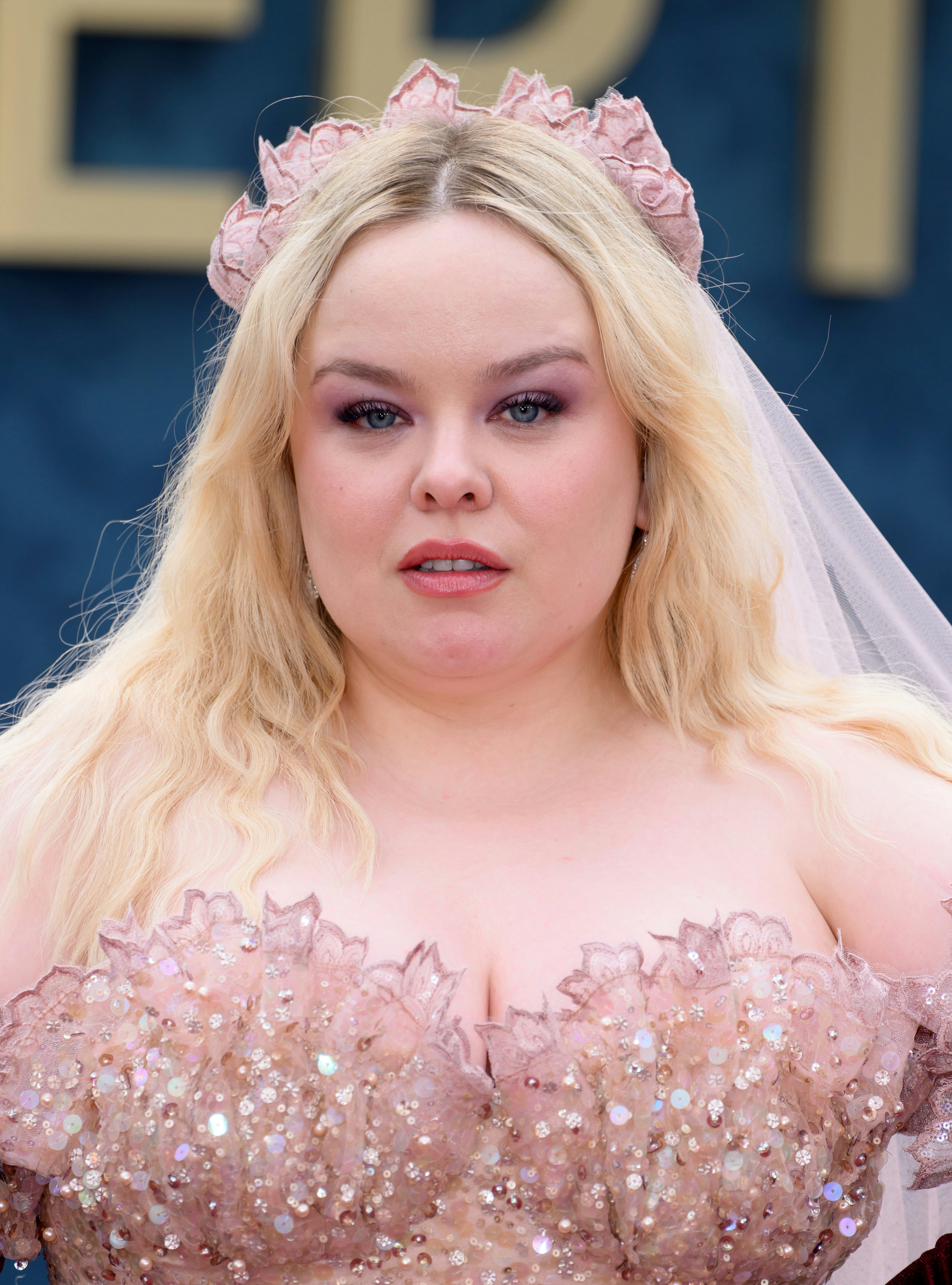 Nicola Coughlan wears a pink sequined dress to attend the &ldquo;Bridgerton&rdquo; Season 3 Part Two special scr&hellip;