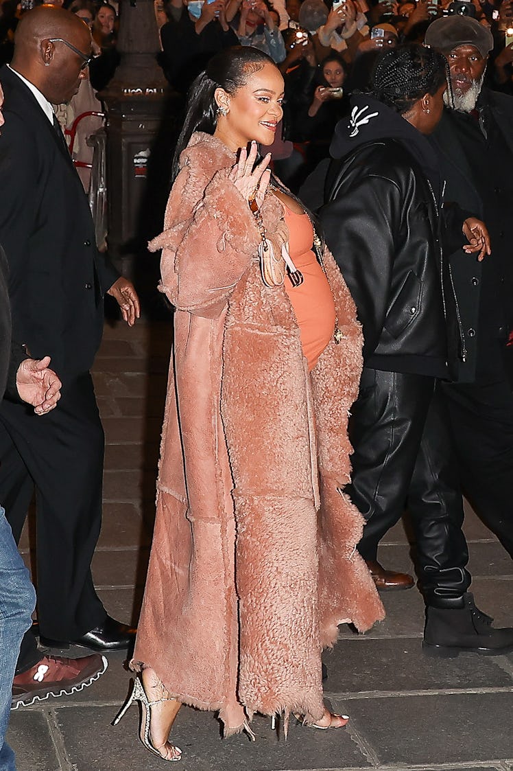 PARIS, FRANCE - FEBRUARY 28: Rihanna and ASAP Rocky leave  the Off-White Womenswear Fall/Winter 2022...