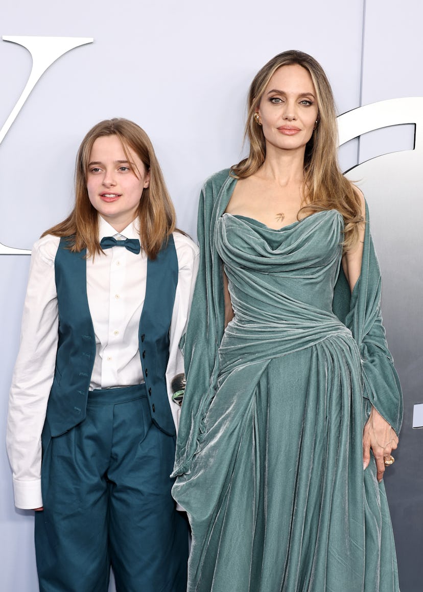 Vivienne Jolie-Pitt and Angelina Jolie attend the 77th Annual Tony Awards at David H. Koch Theater a...