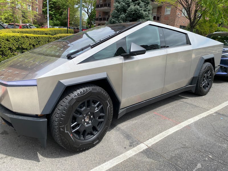 Tesla Cybertruck, electric vehicle parked on street in Queens, New York. (Photo by: Lindsey Nicholso...