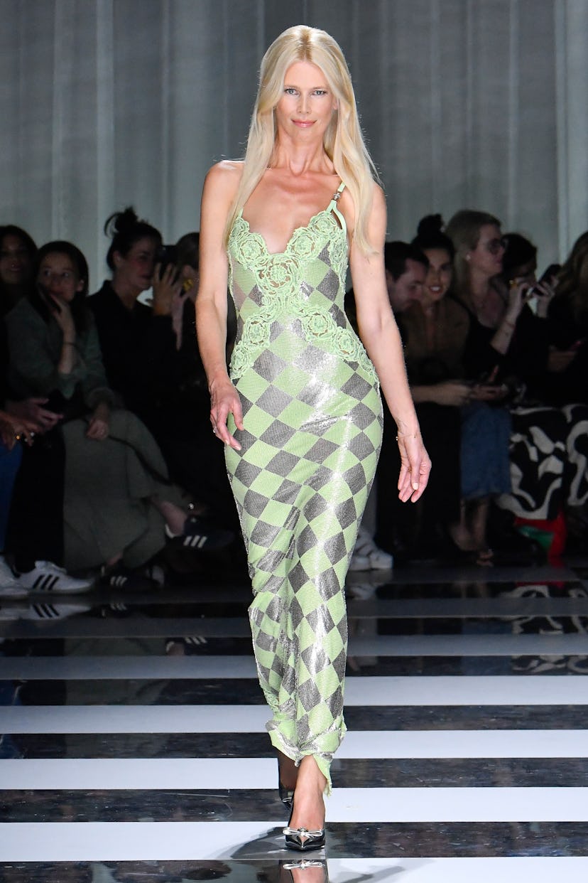 Claudia Schiffer walks the runway during the Versace Ready to Wear Spring/Summer 2024 fashion show a…