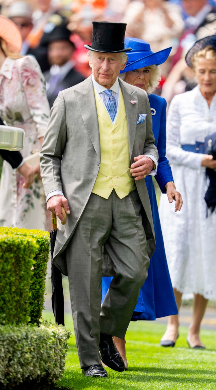 King Charles III attends day one of Royal Ascot 2024 at Ascot Racecourse on June 18, 2024 in Ascot, ...