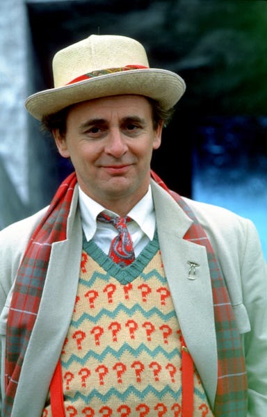 Scottish actor Sylvester McCoy on the set of 'Time And The Rani', an episode in the BBC science fict...