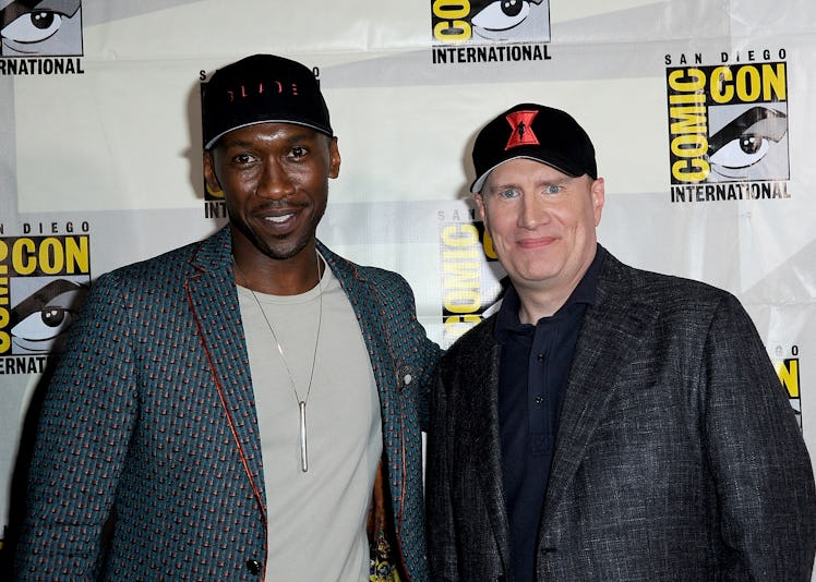 SAN DIEGO, CALIFORNIA - JULY 20:  Mahershala Ali and Kevin Feige attend Marvel Studios Panel during ...