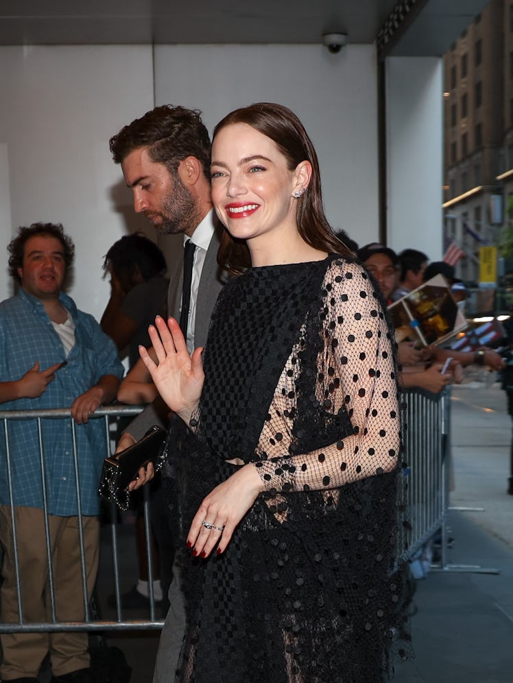 NEW YORK, NY - JUNE 20: Emma Stone is seen arriving for the "Kinds of Kindness" premiere at the Muse...