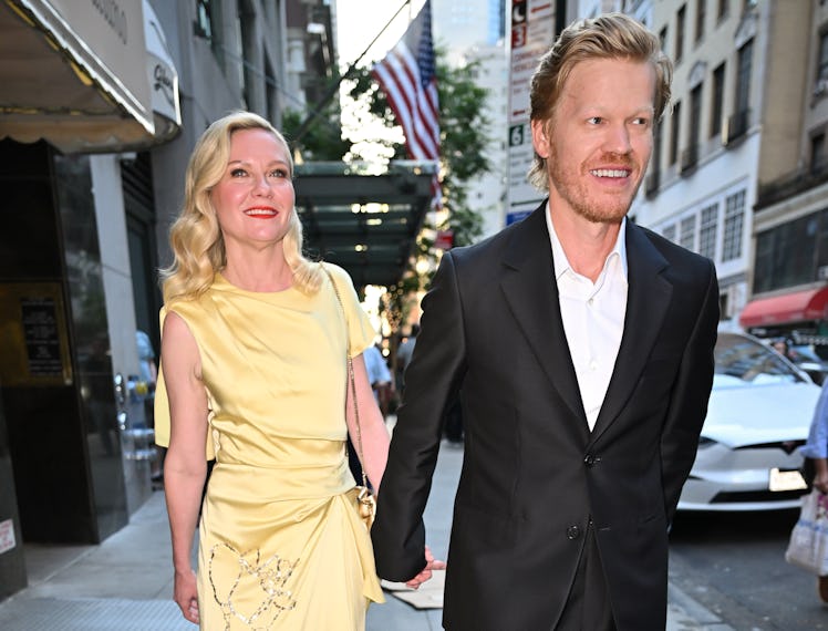 NEW YORK, NEW YORK - JUNE 20: Kirsten Dunst and Jesse Plemons leave The Whitby Hotel on June 20, 202...