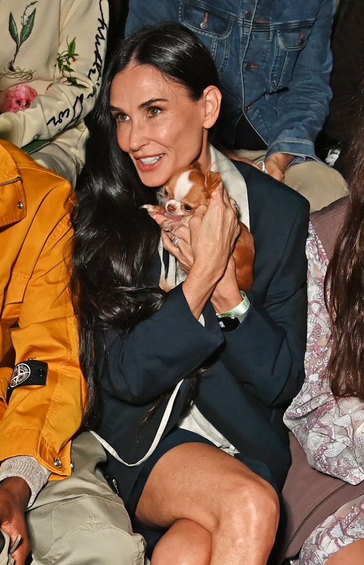 PARIS, FRANCE - JUNE 21: Demi Moore attends the Dior Homme Menswear Spring/Summer 2025 show as part ...