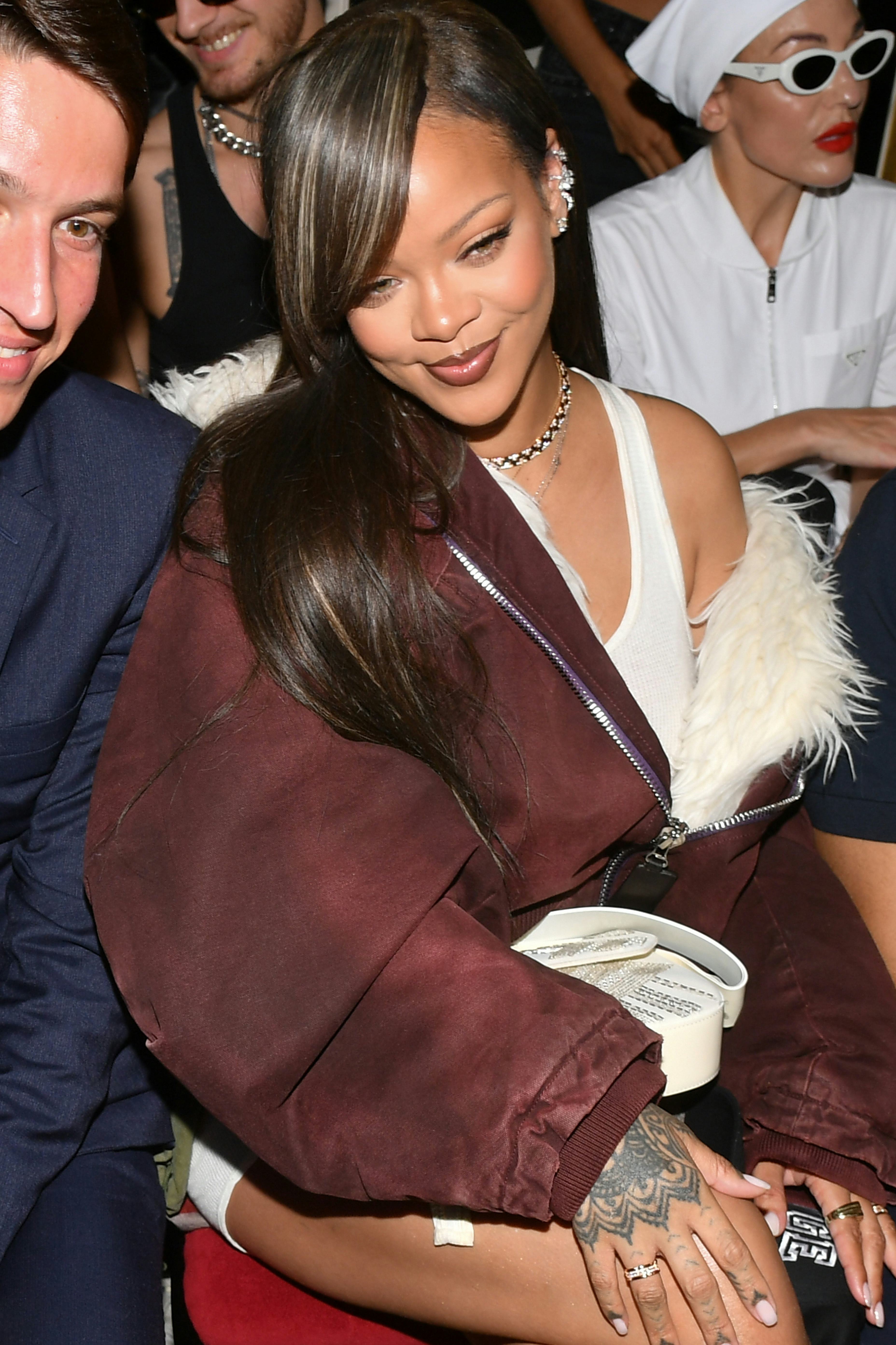 Rihanna at the A$AP Rocky X American Sabotage by AWGE Menswear Spring/Summer 2025 show.