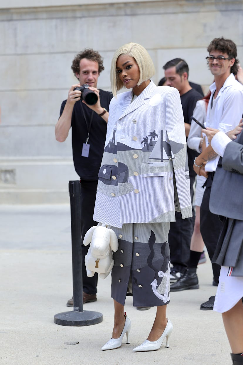 PARIS, FRANCE - JUNE 24: Teyana Taylor attends the Thom Browne Haute Couture Fall/Winter 2024-2025 s...