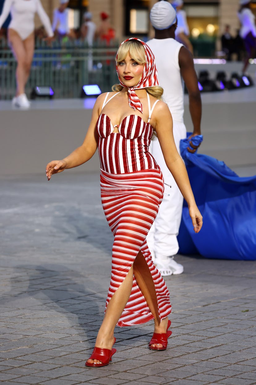 Sabrina Carpenter walks the runway during Vogue World: Paris at Place Vendome on June 23, 2024