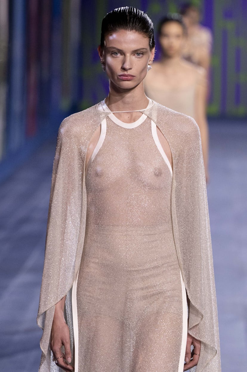 A model walks the runway during the Christian Dior Haute Couture Fall/Winter 2024-2025 fashion show …