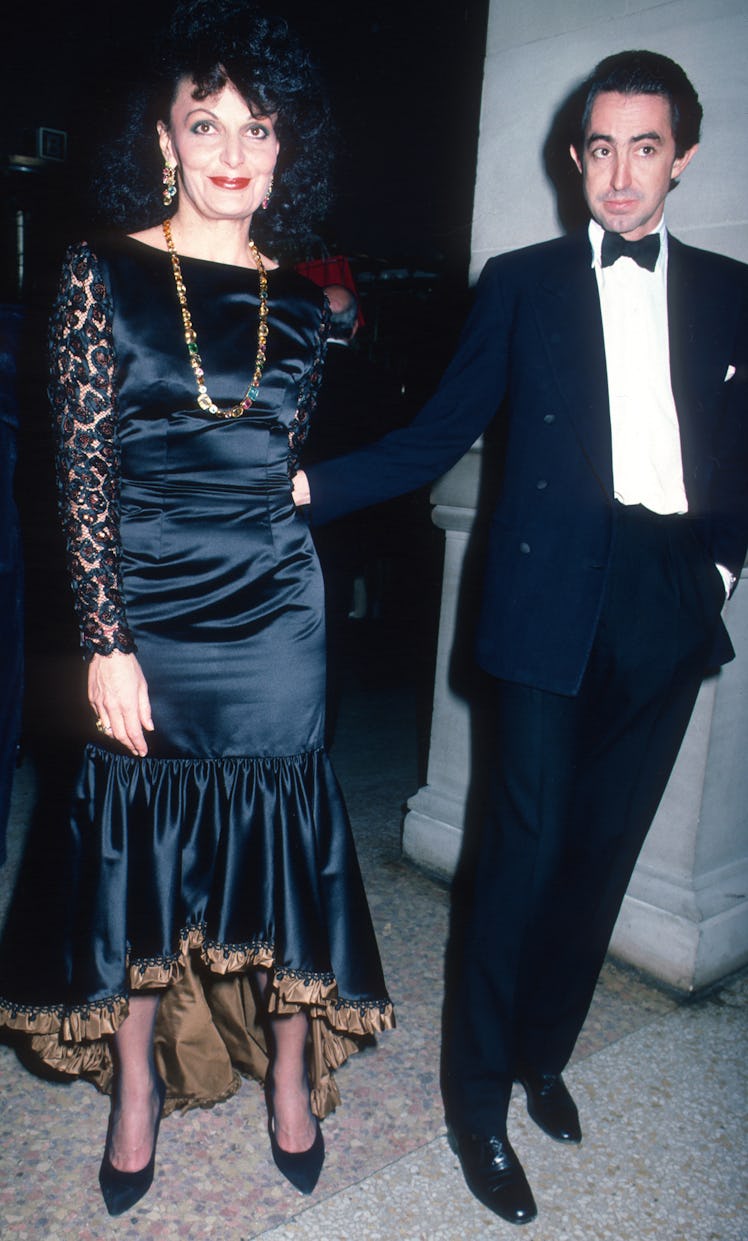 Belgian-born American fashion designer Diane von Furstenberg (left) and guest attends a Costume Inst...